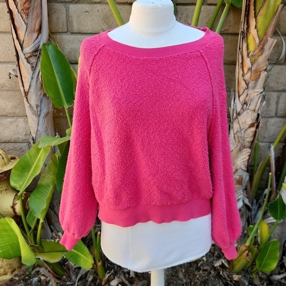 Free People Sweaters - Free People Found My Friend Pink Boucle Pullover XS